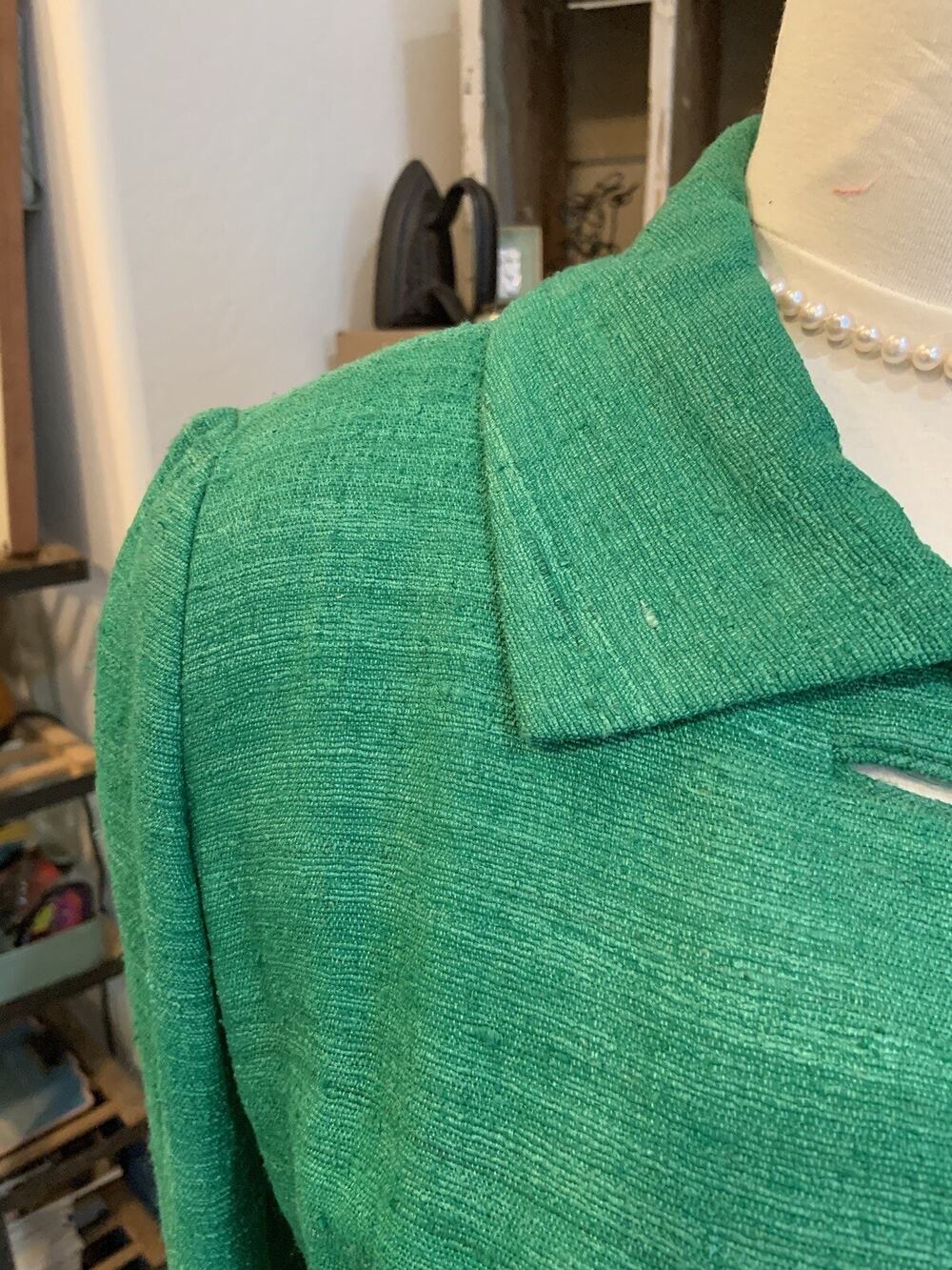 Women's Gorgeous Vintage Jacobson Green Silk Tweed Coat Sz M